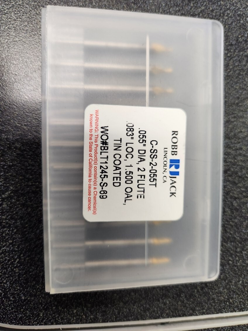 robbjack-c-ss-2-055t-.055 dia, 2 flute end mill coated 10pc