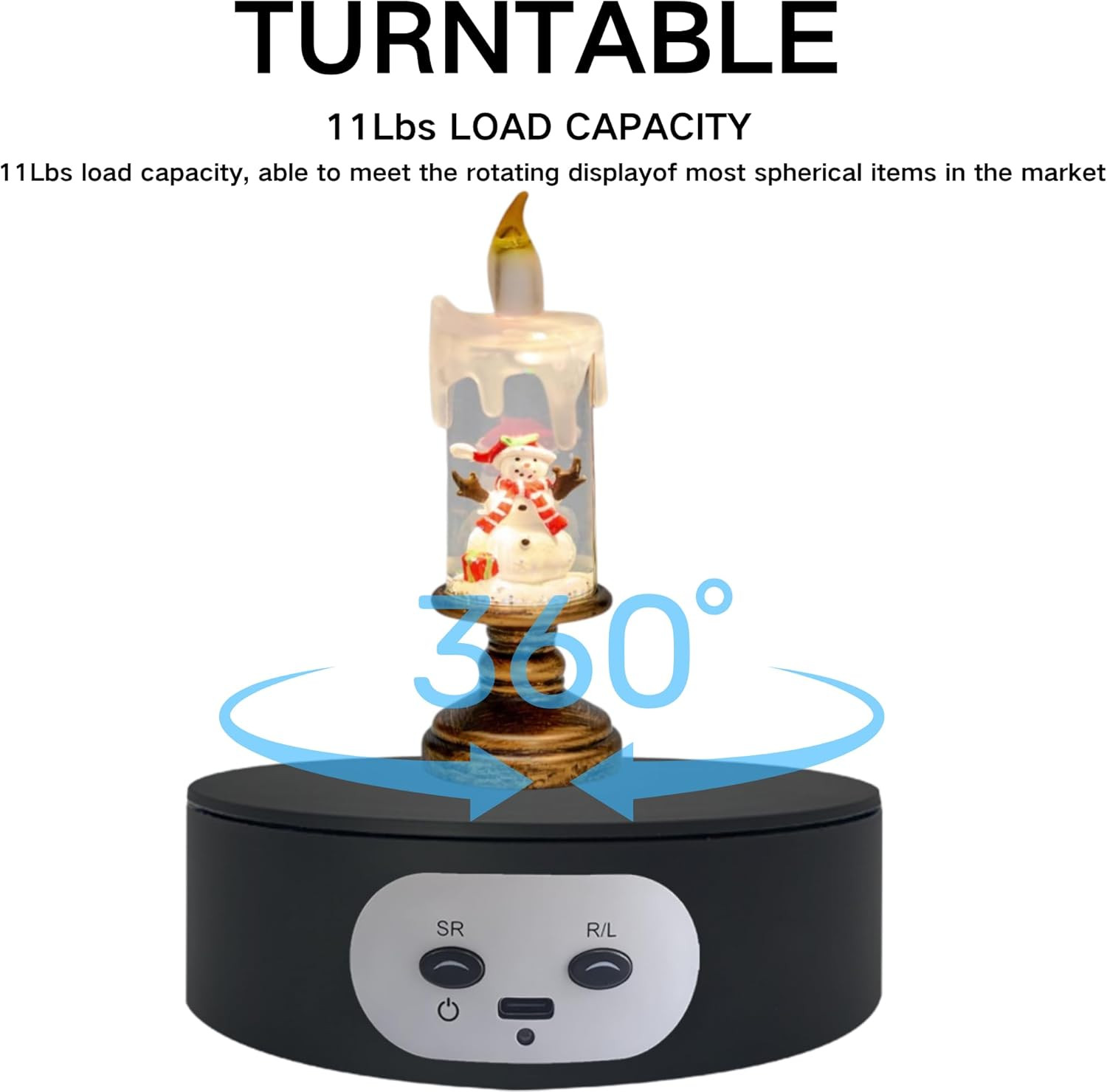 Motorized Rotating Display Stand, 5.2in, 11lb Load, 360° Turntable