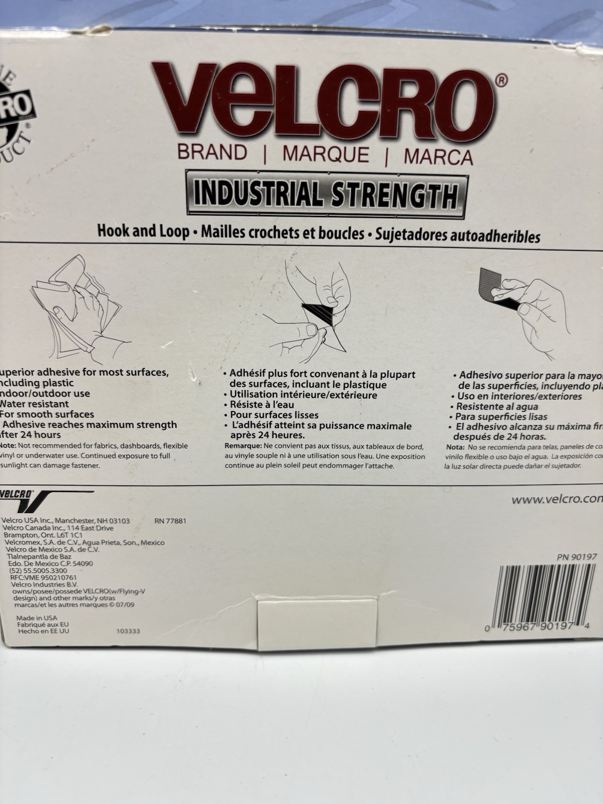 VELCRO Industrial Strength White Tape 15ft x 2in Heavy Duty Hook & Loop Roll