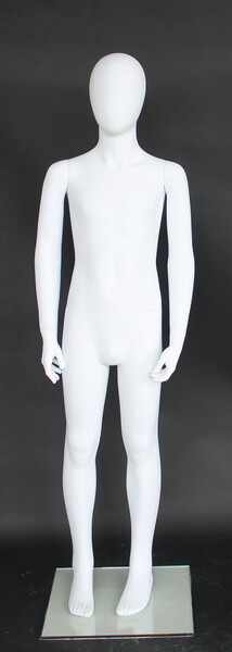 10 years Full Size Child Boy Mannequin 4 ft 7 in H Abstract Head White CB10E-WT