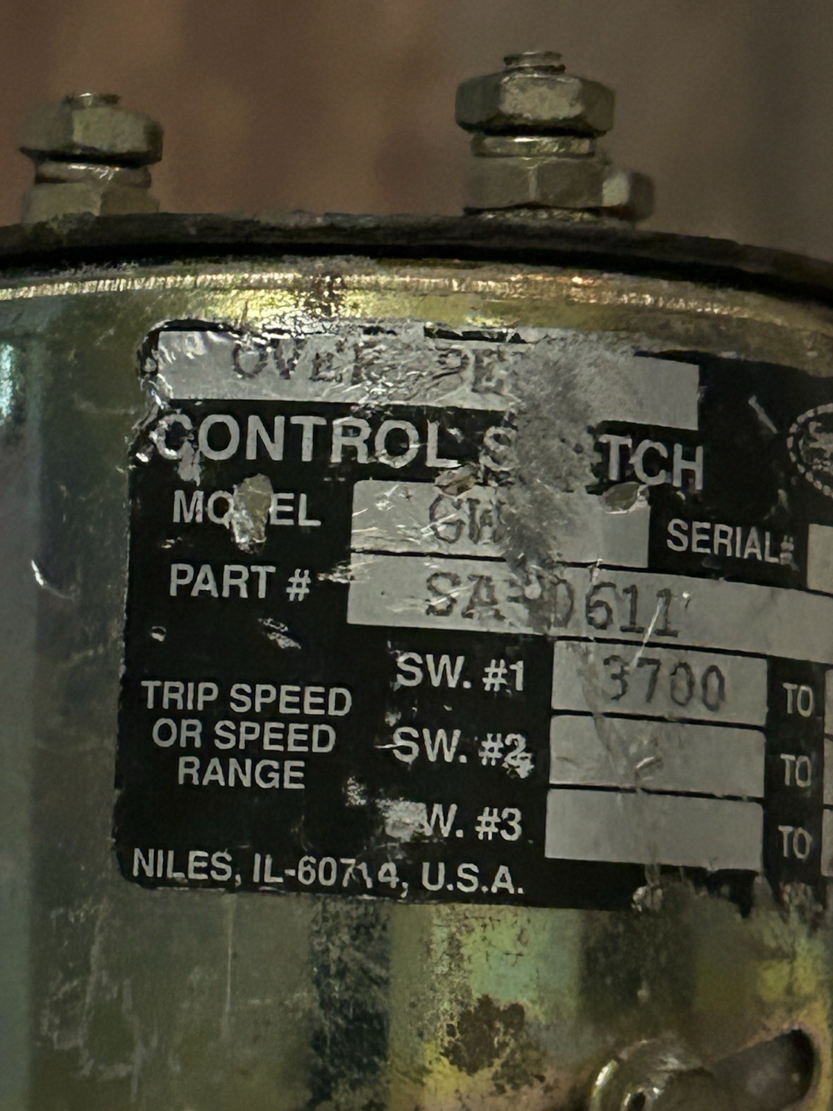 Synchro Start Overspeed Control SA0611 Engine Shutdown Governor 3700-4600 Rpm