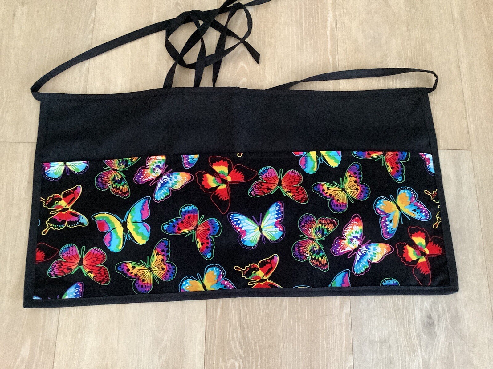 Cute Butterflies Waitress Waist 3 Pocket Apron Restaurant Classyaprons Black