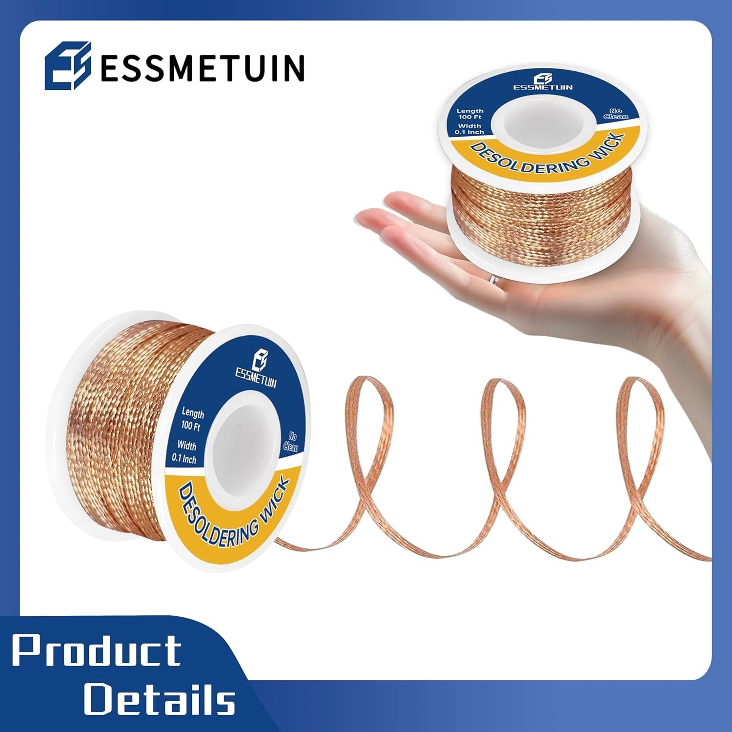 Solder Wick Braid 100Ft with Flux for Electronic, Desoldering Wick B…