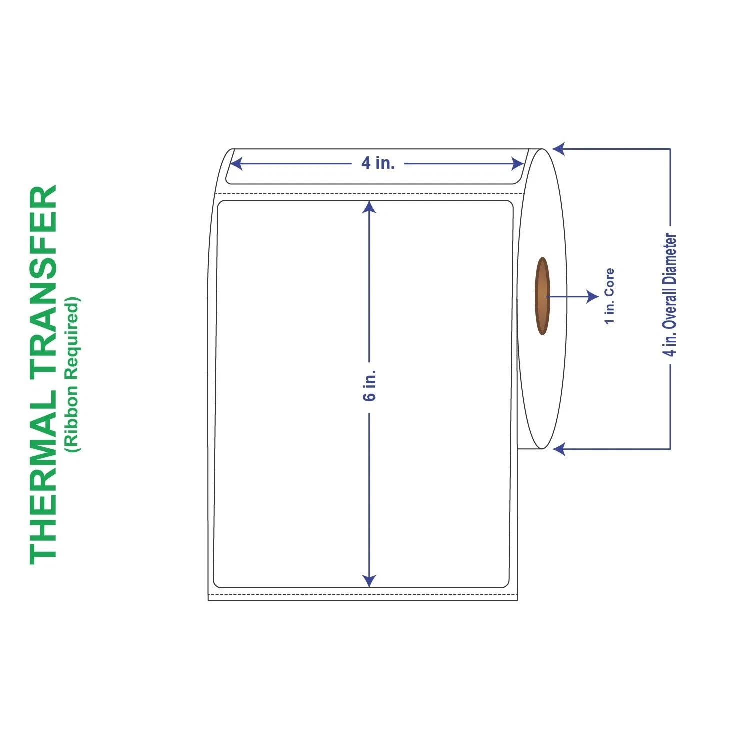 4″ x 6″ Thermal Transfer Labels (Ribbon Required) – 250 labels per roll