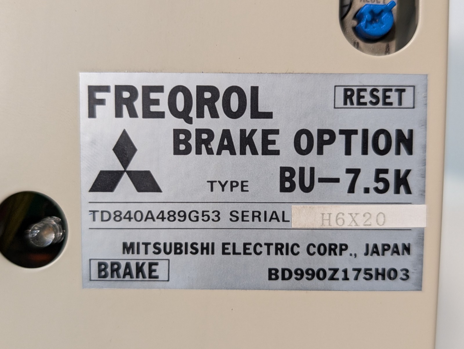 Mitsubishi Daifuku BU-7.5K Brake Option Unit for FREQROL Drive, 48300280, 200V
