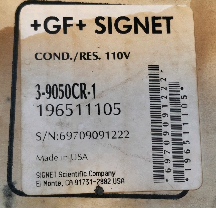 +GF+ SIGNET, CONDUCTIVITY/RESISTIVITY CONTROLLER MODLE# 3-9050CR-1