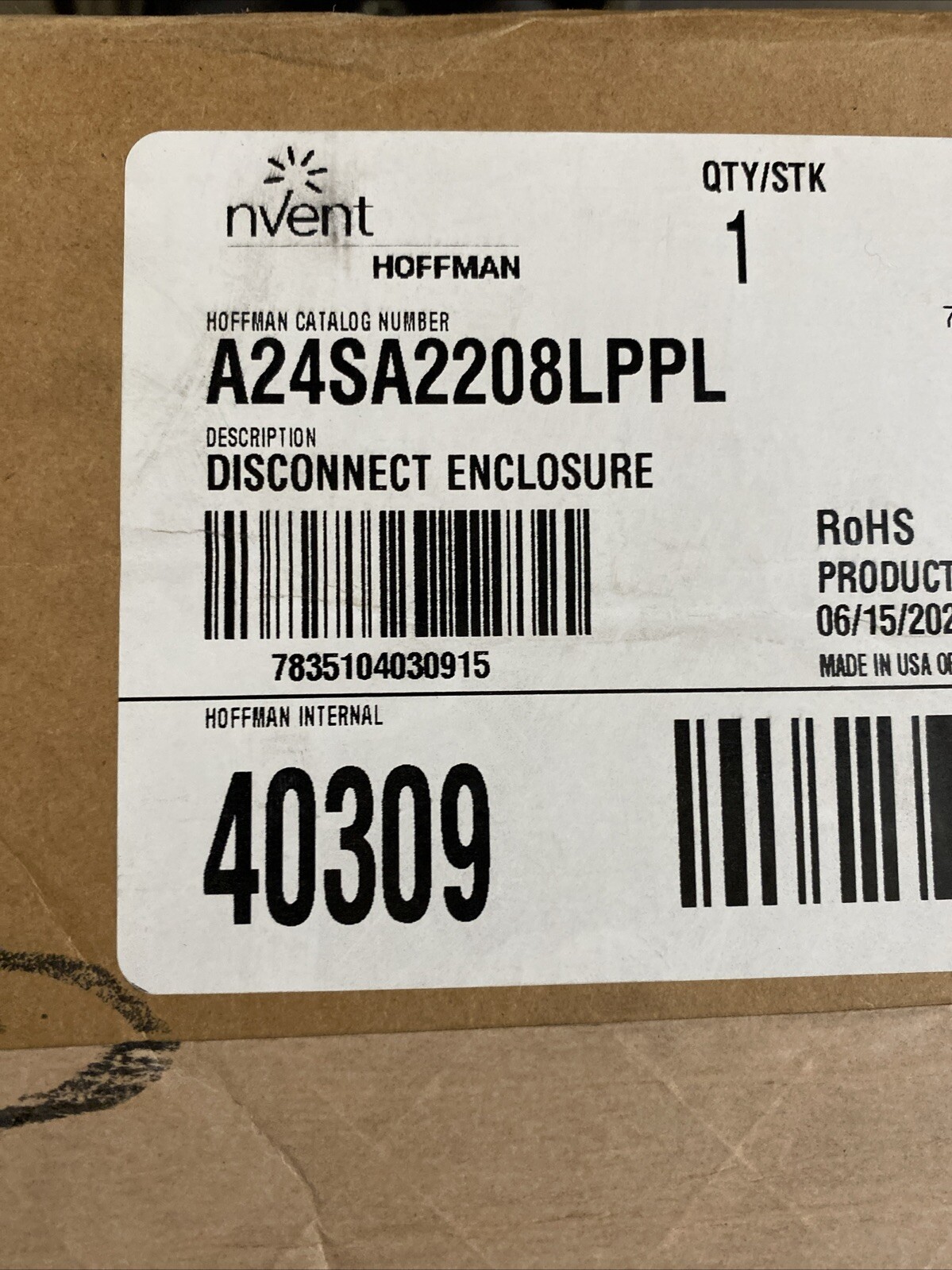 NVENT HOFFMAN A24SA2208LPPL Steel Electrical Enclosures, 24 in H, 8 in D, 21.38