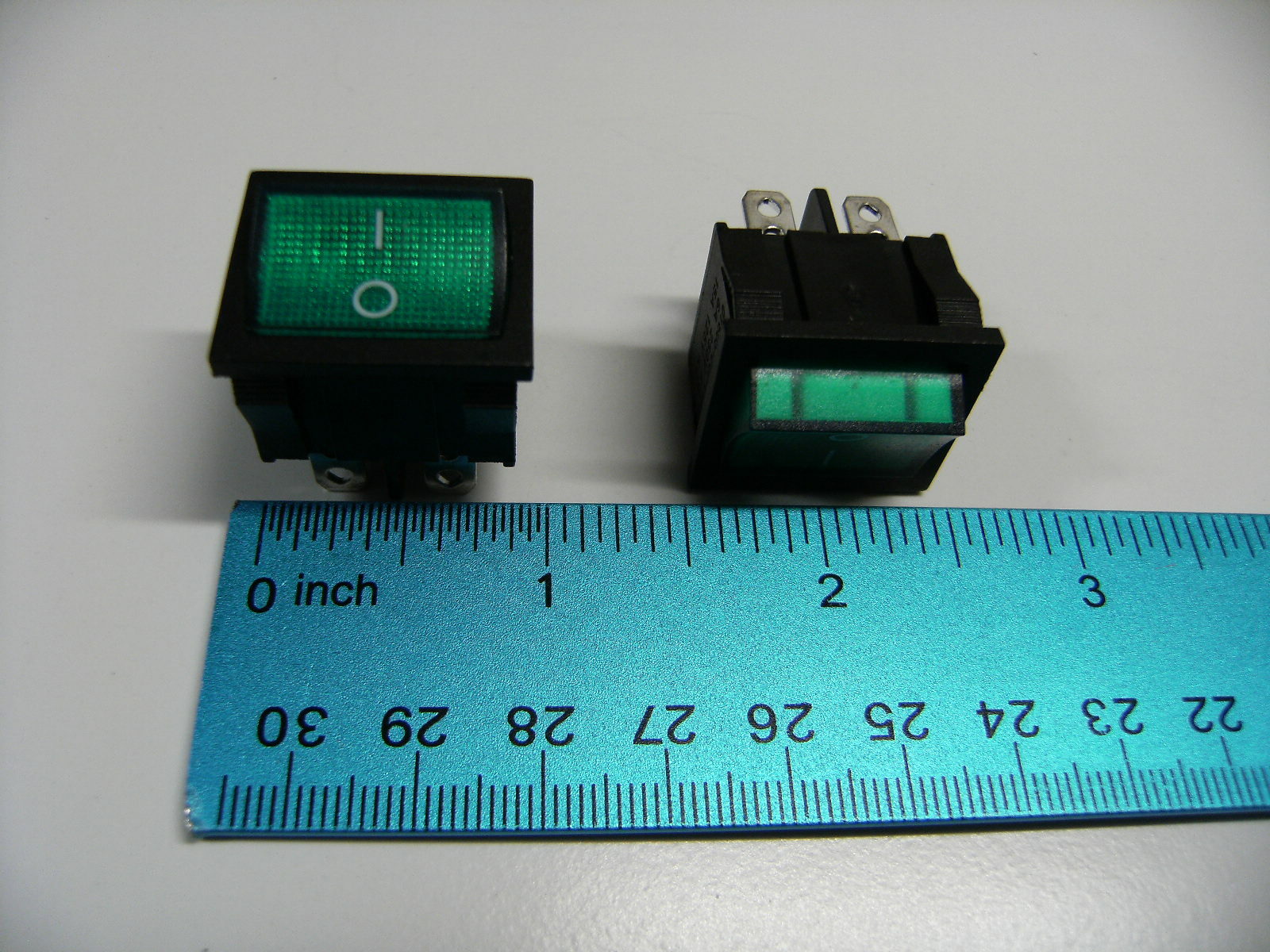 2Pc Pack QY605-201-T125 6A 250V 15A 125V Green Power Switch Rocker 2 Position 4P