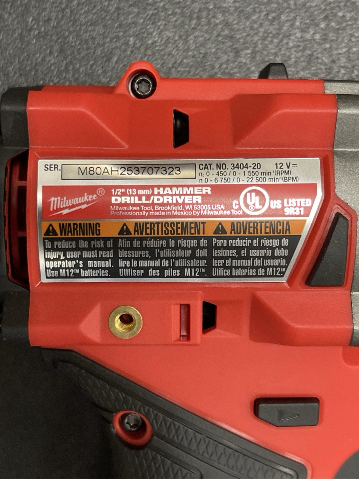 Milwaukee 3404-20 M12 FUEL 12V Brushless 1/2″ Hammer Drill Driver Tool Only NEW