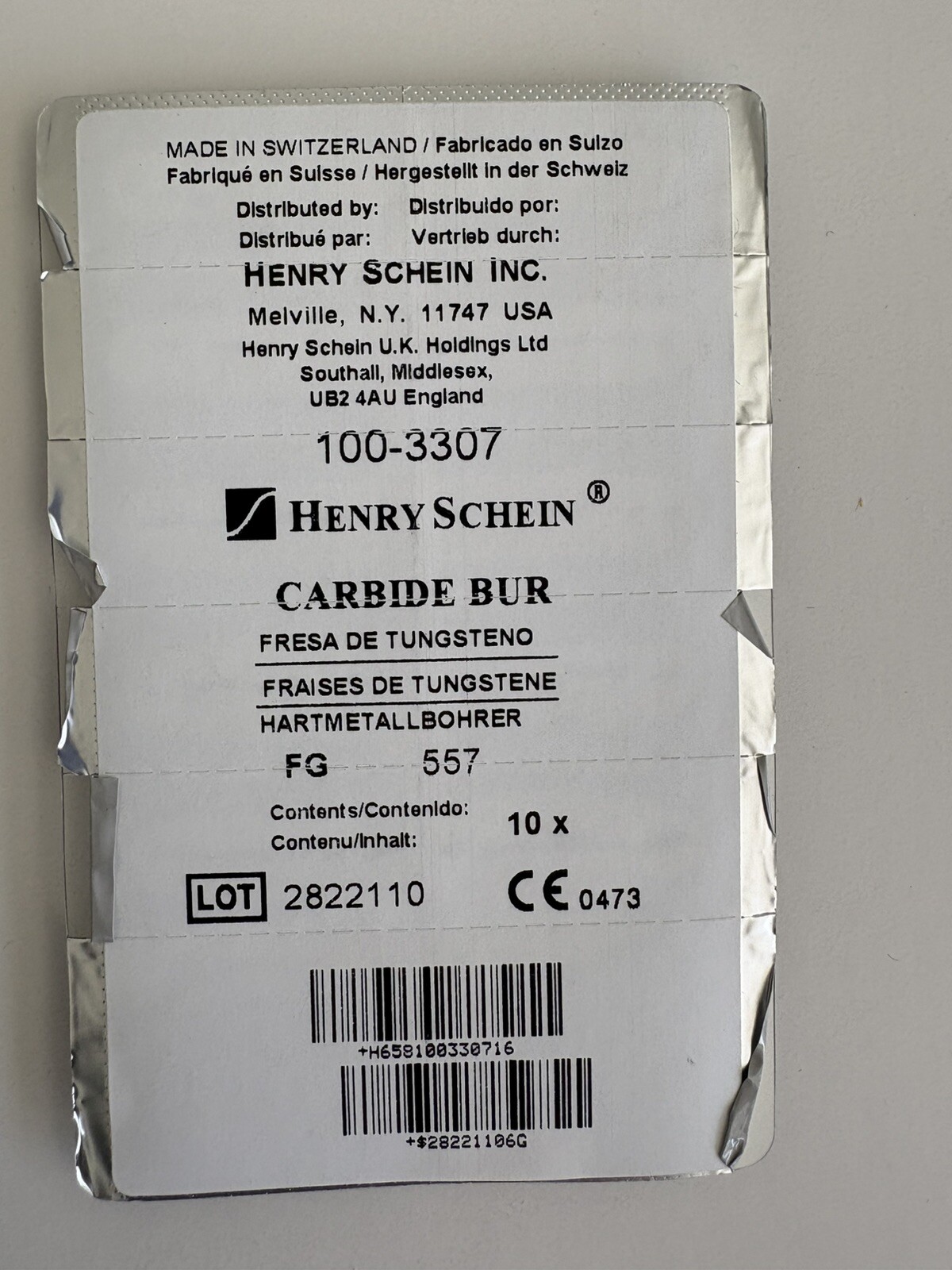 Henry Schein Cross Cut Fisure Carbide Bur FG 557 Made in Switzerland QTY 25
