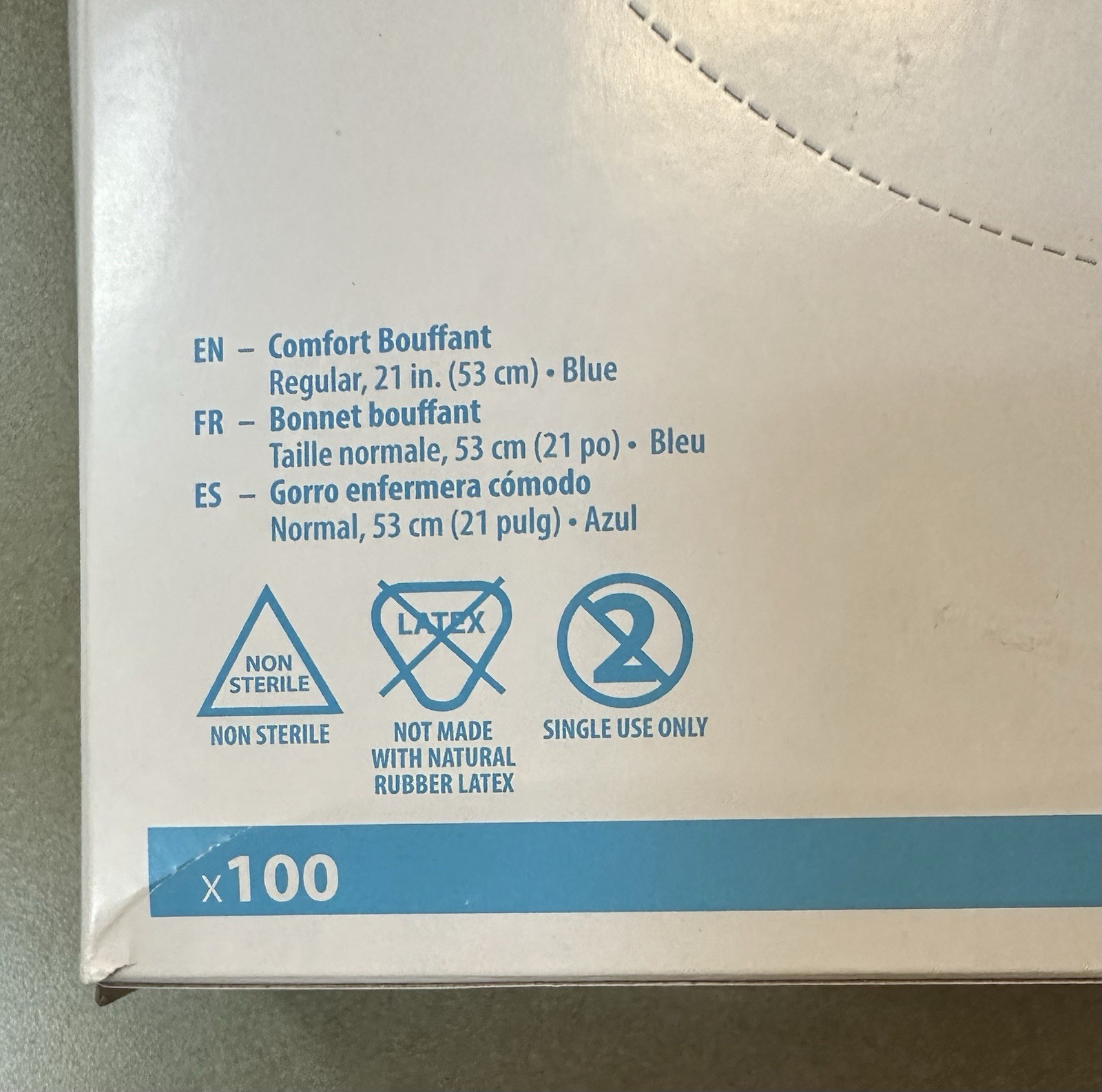 Cardinal Health Brand Reg. Size Blue Disposable Bouffant Caps 100 Count Pkg