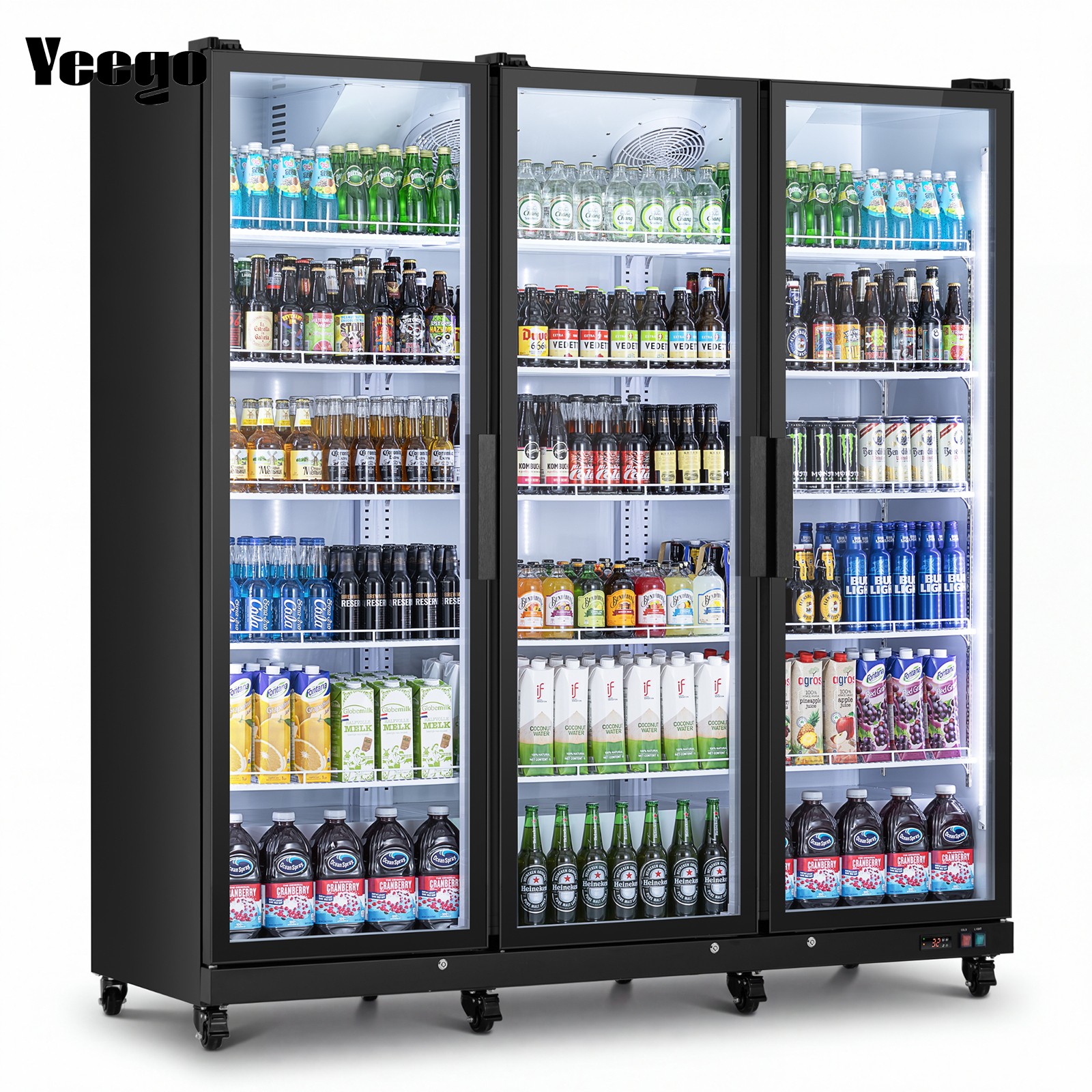 Yeego Commercial Merchandiser Refrigerator 58 Cu.ft Beverage Cooler 3 Glass Door