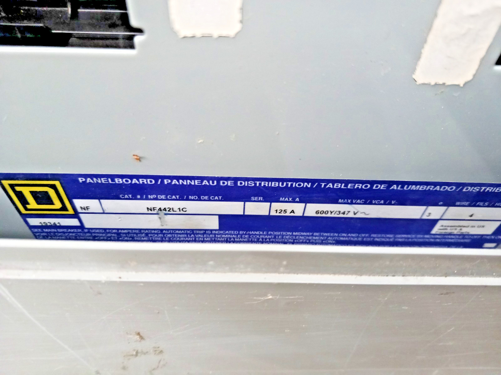 Square D 125 Amp Main Breaker Panelboard with 100 A Main NF442L1C 600Y 480 277 V