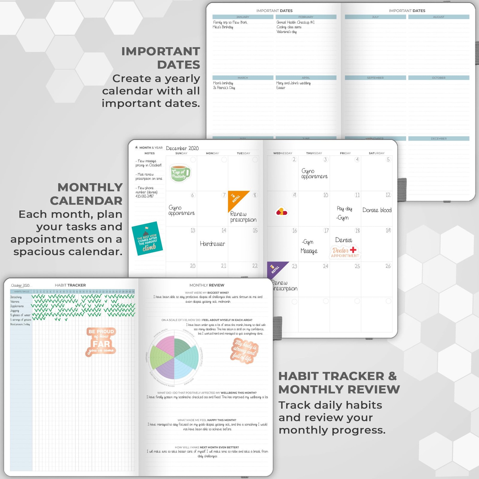 Clever Fox Medical Planner Diary Notebook Wellness Logbook Lasts 3 Months