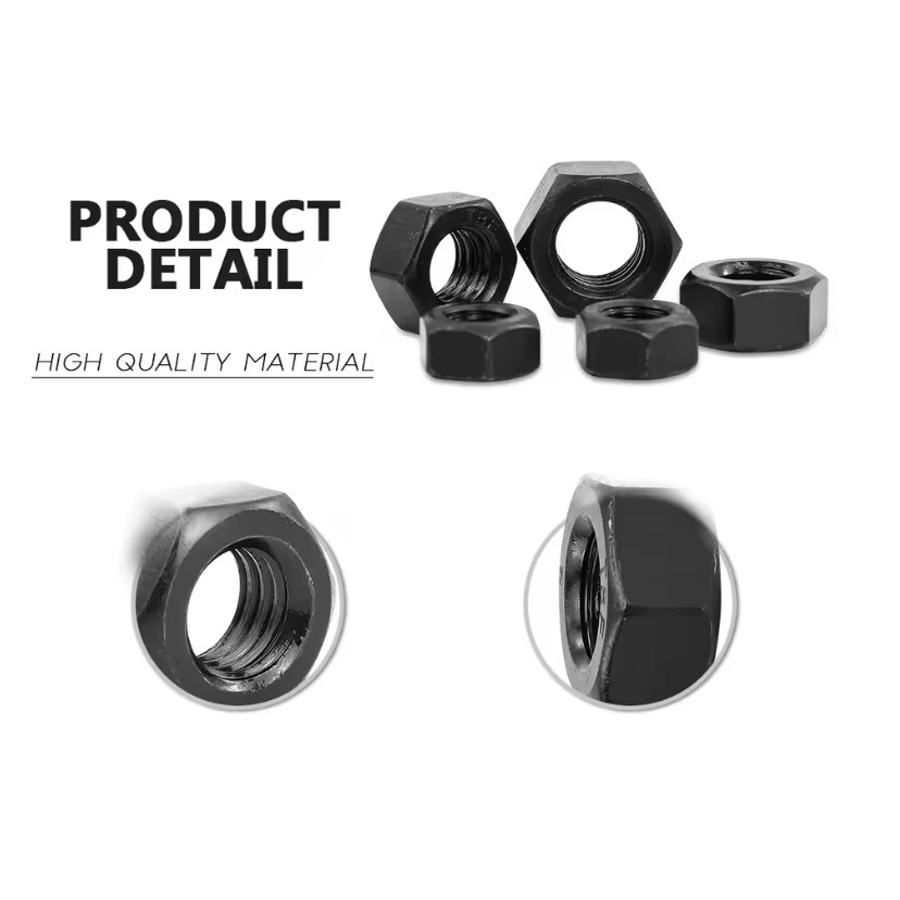 M3-0.50 Hex Nuts Black Carbon Steel Metric | 100 PCS