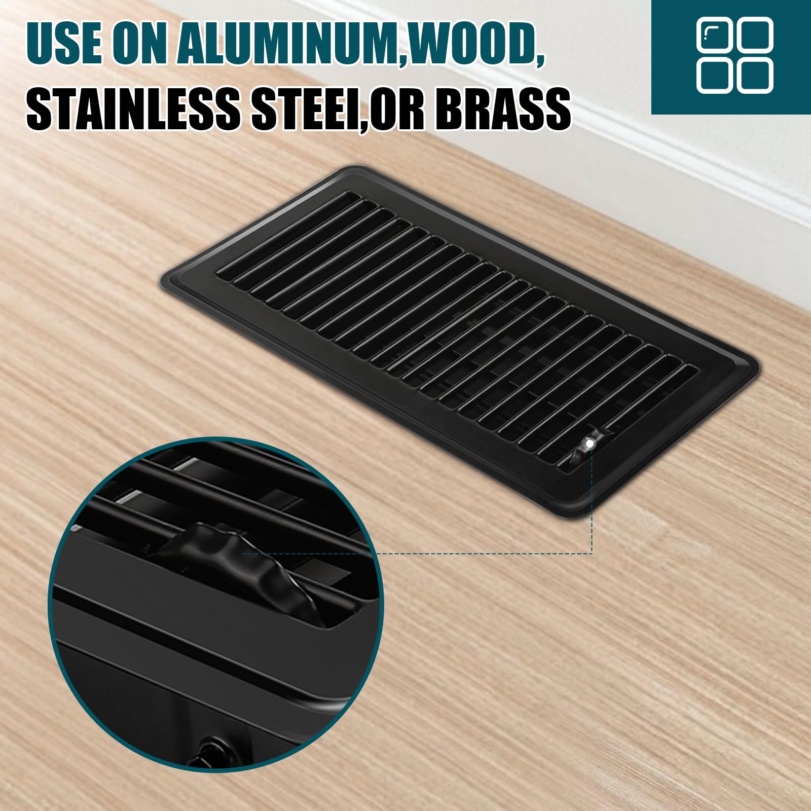 VOISEN Floor Register 4×10, 8 Pack Black Vent 4×10 Inches, 8PCS