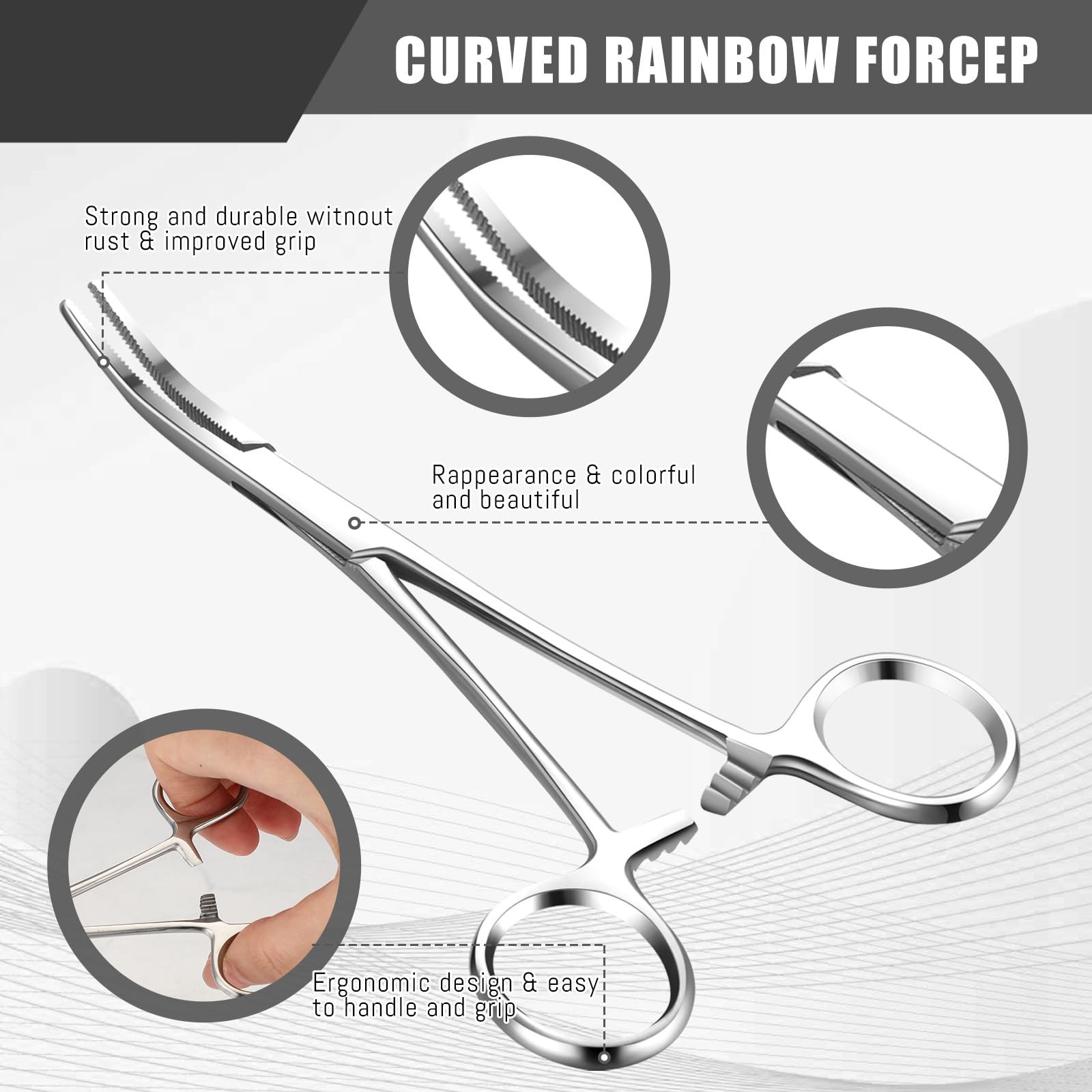 BBTO Hemostat Curved and Straight Forceps Piercing 5.5 Inch, Silver