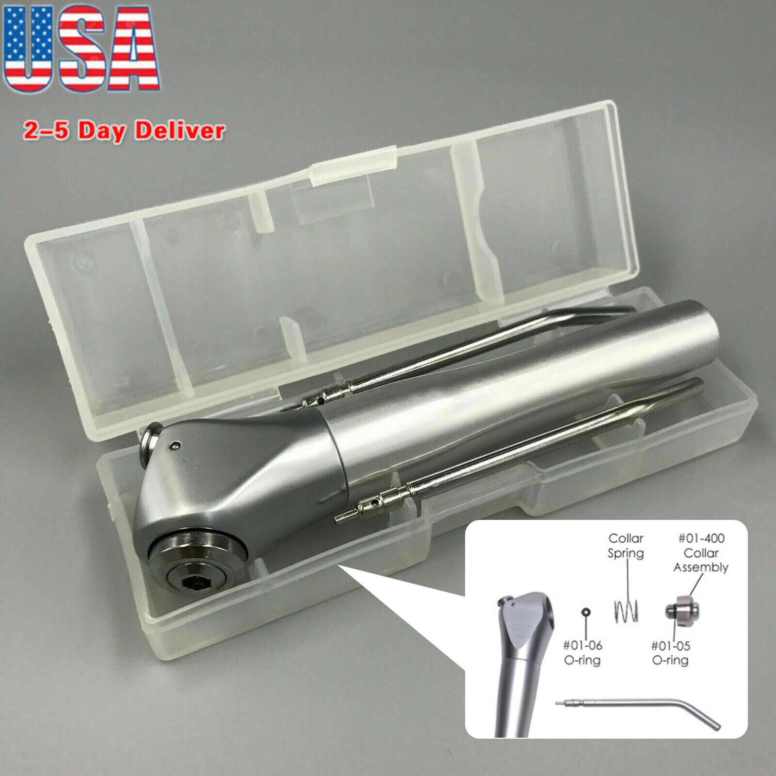 Dental 3 Way Air Water Spray Triple Syringe Handpiece w/ 2 Nozzles Tips Tubes US