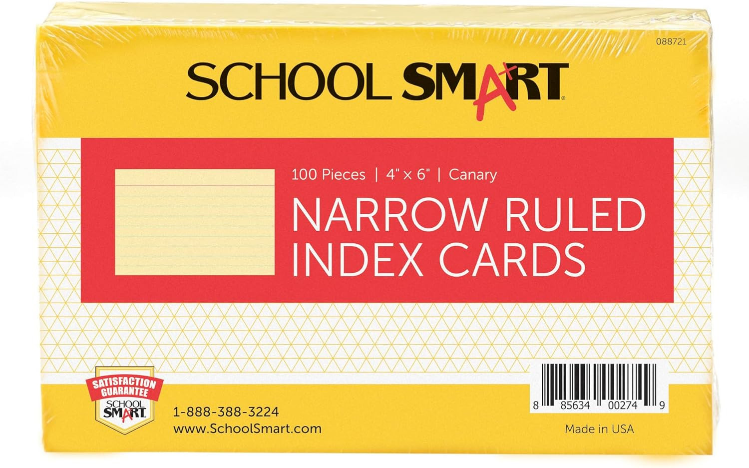 Ruled Index Card, 4 x 6 Inches, Canary, Pack of 100
