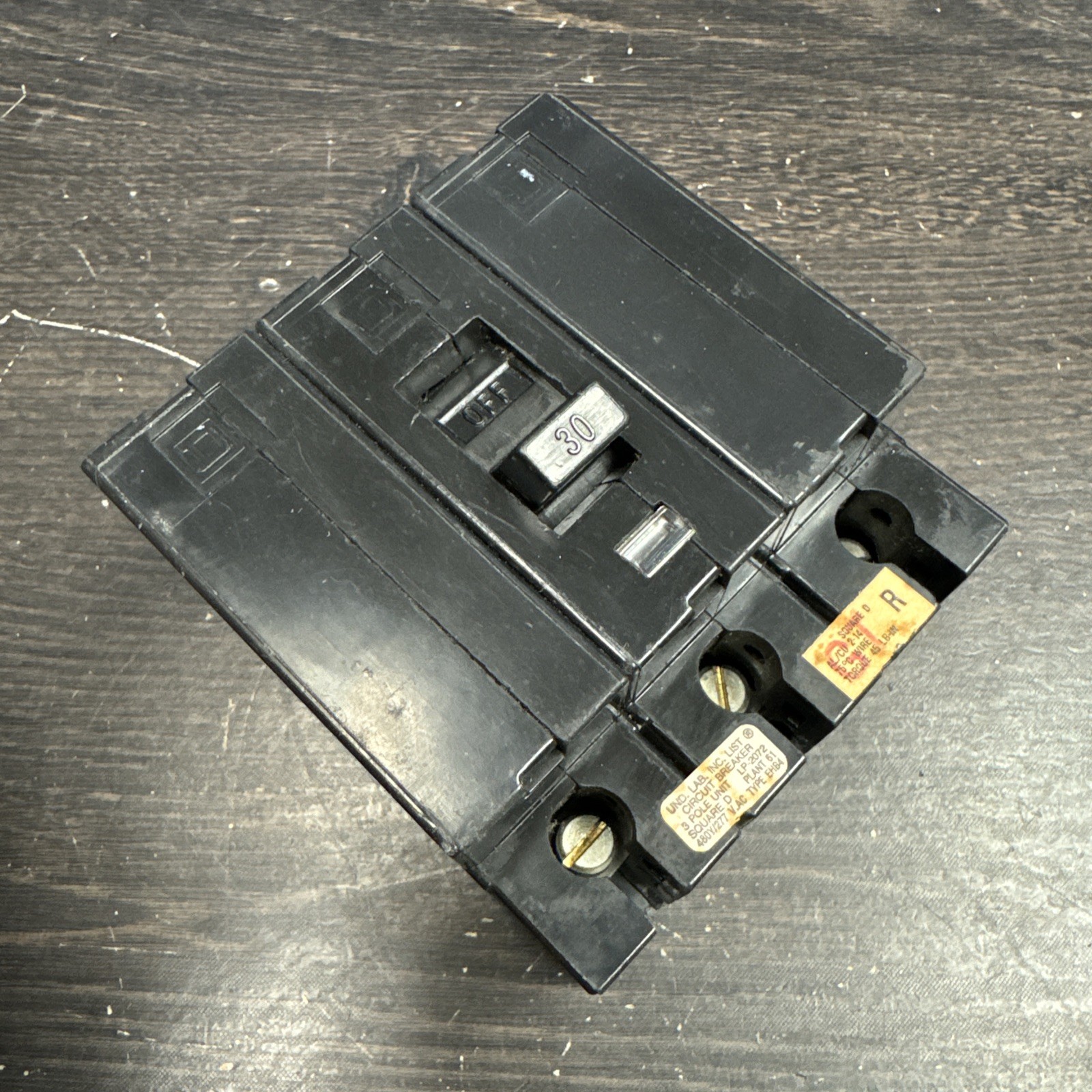 EHB34030 Square D 30 Amp 480V 3 Pole Bolt On Circuit Breaker New Surplus
