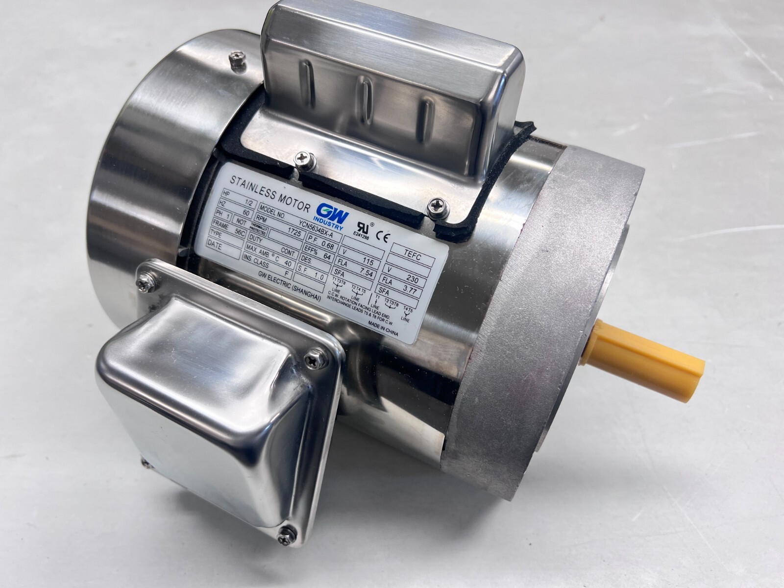 YCN5634BX 0.5 HP Stainless Steel Boat Lift Motor, 1725RPM, 115/230V, 56C no Base