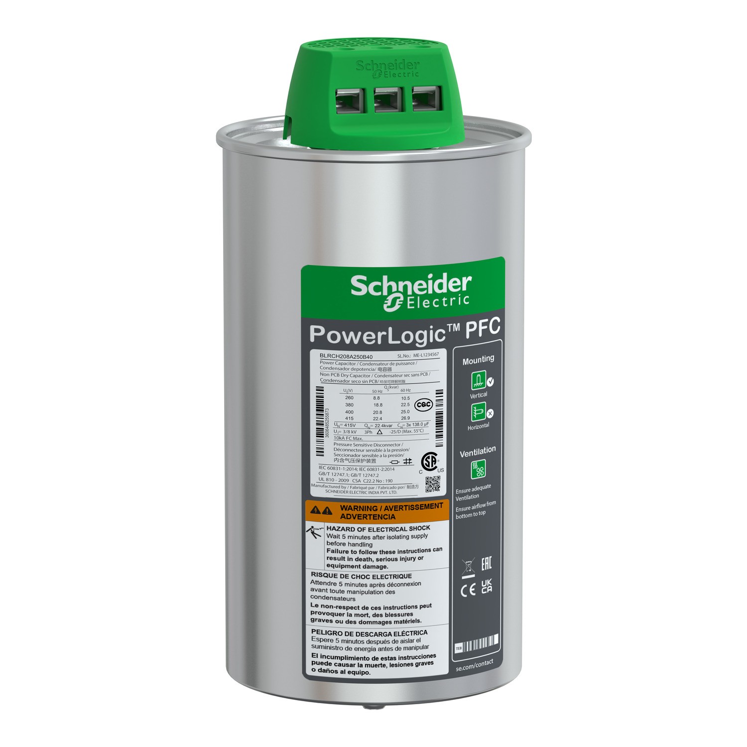 Schneider BLRCH208A250B40 CAPACITOR CAN HDY 20.8/25 – 63.48 usd/ ea