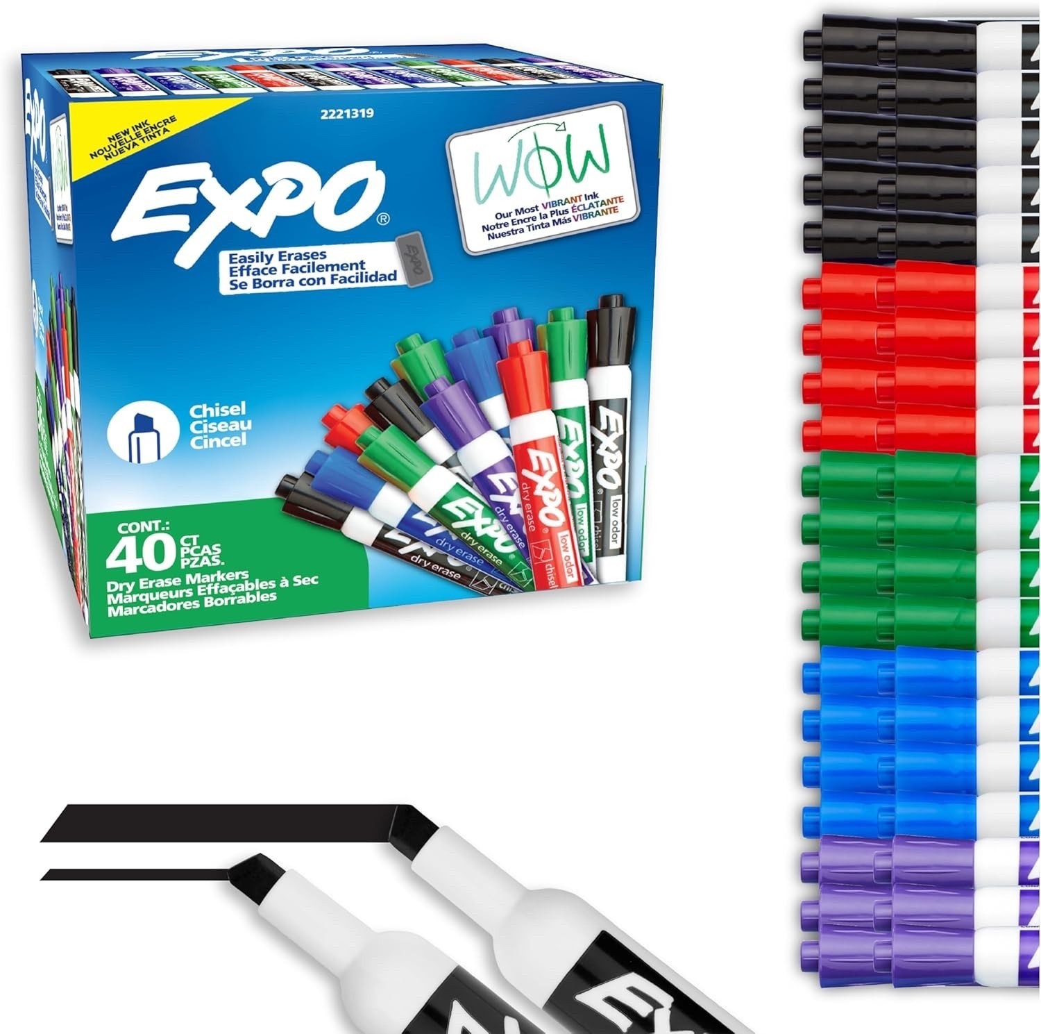 EXPO Dry Erase Markers 40 Count Assorted Colors Chisel Tip Low Odor Bulk New Set