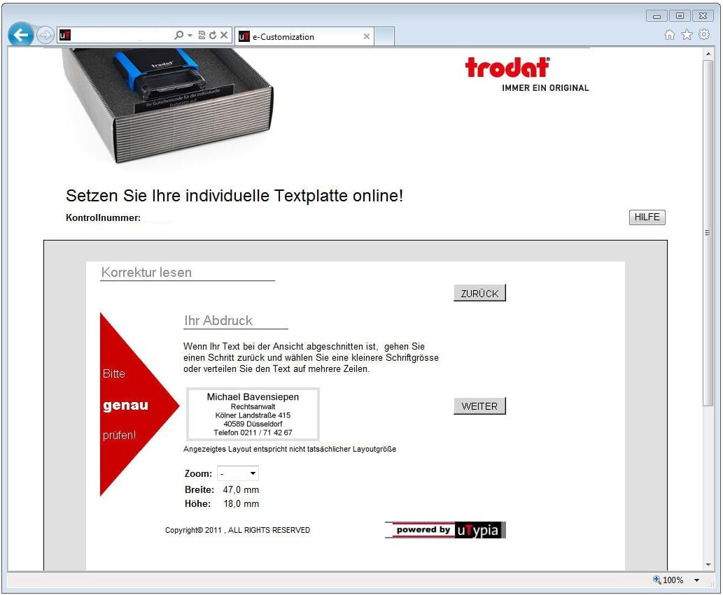 Trodat 4911 Custom Address Stamp – 9/16″ x 1-1/2″ – Multiple Ink Colors Availabl