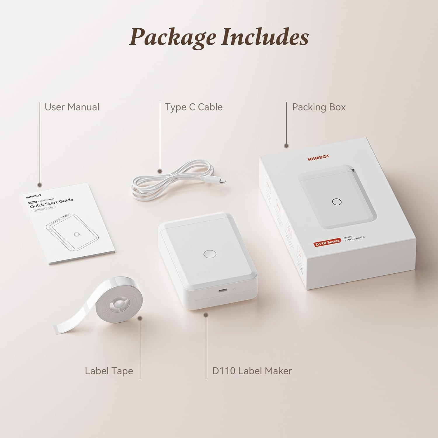 Label Maker D110 Bluetooth Thermal Label Maker Machine with Tape, Portable Inkle