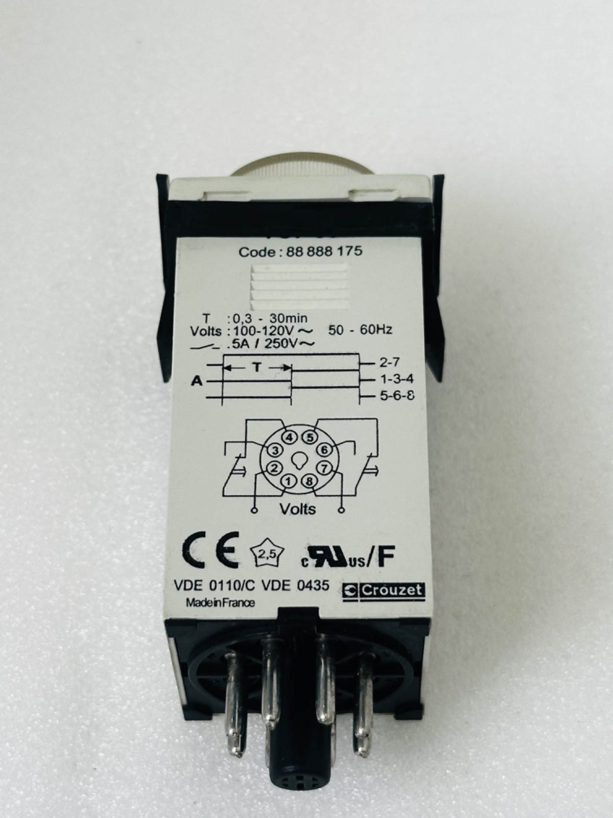 NEW CROUZET TOP 36 0,3-30min 8-Pin Time Relay TOP36 100-120V 88 888 175 TOP-36