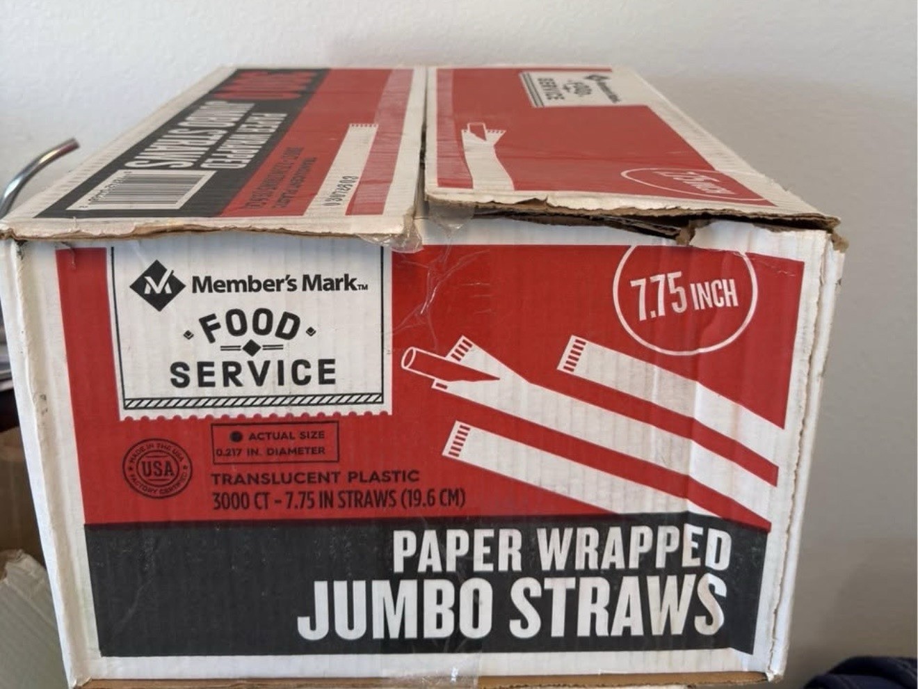 Open Box Of Individually Wrapped Straws 7.75in