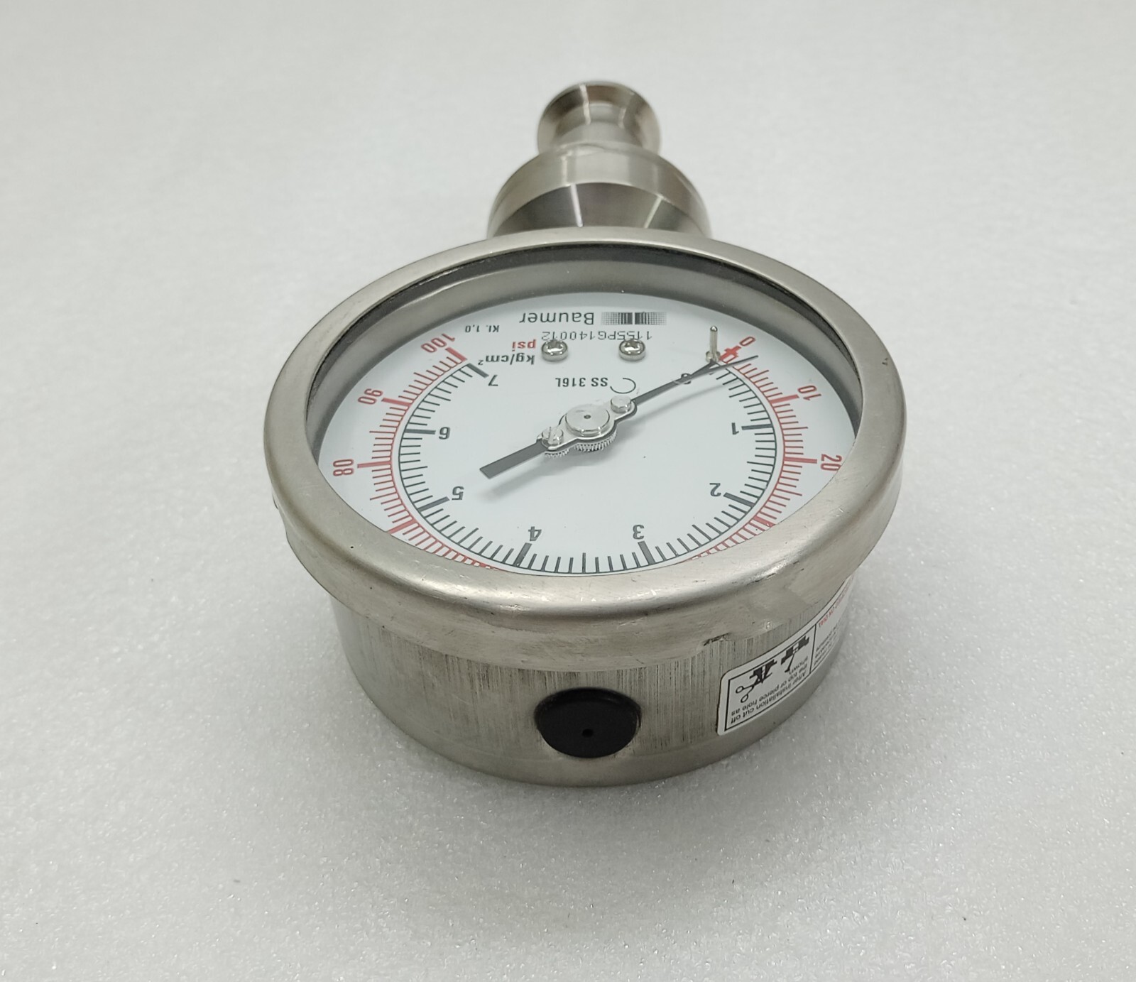 Baumer Pressure Gauge 0 TO 100 PSI 1155PG140012