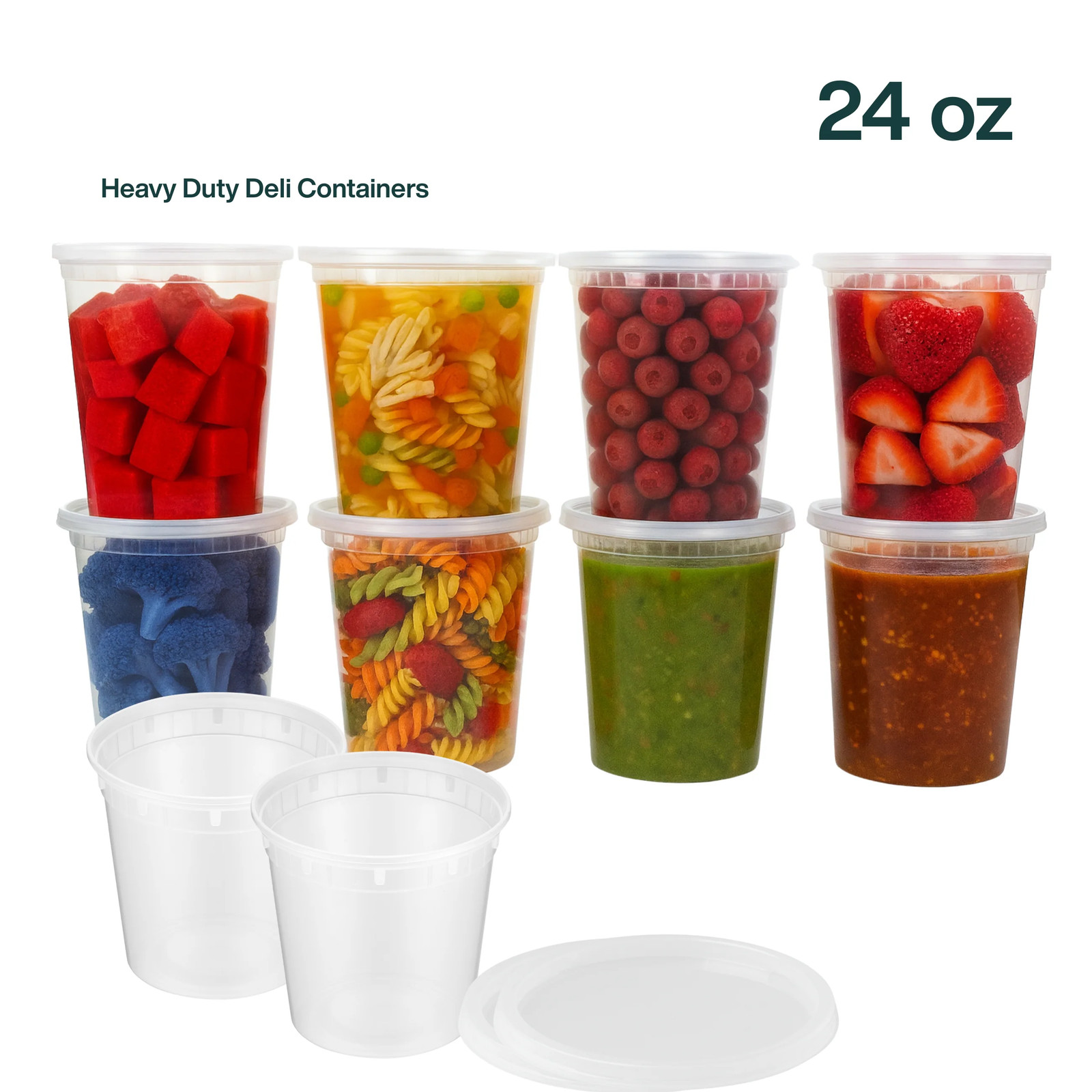 ProTakeOut, [24 oz] Heavy-Duty PP Deli Containers with Lids –50 Sets Durable