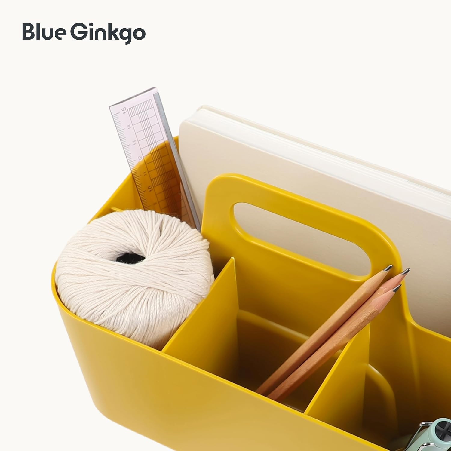 Stackable Organizer Caddy, Rectangle, Yellow, Made in Korea | Portable. Adjustab