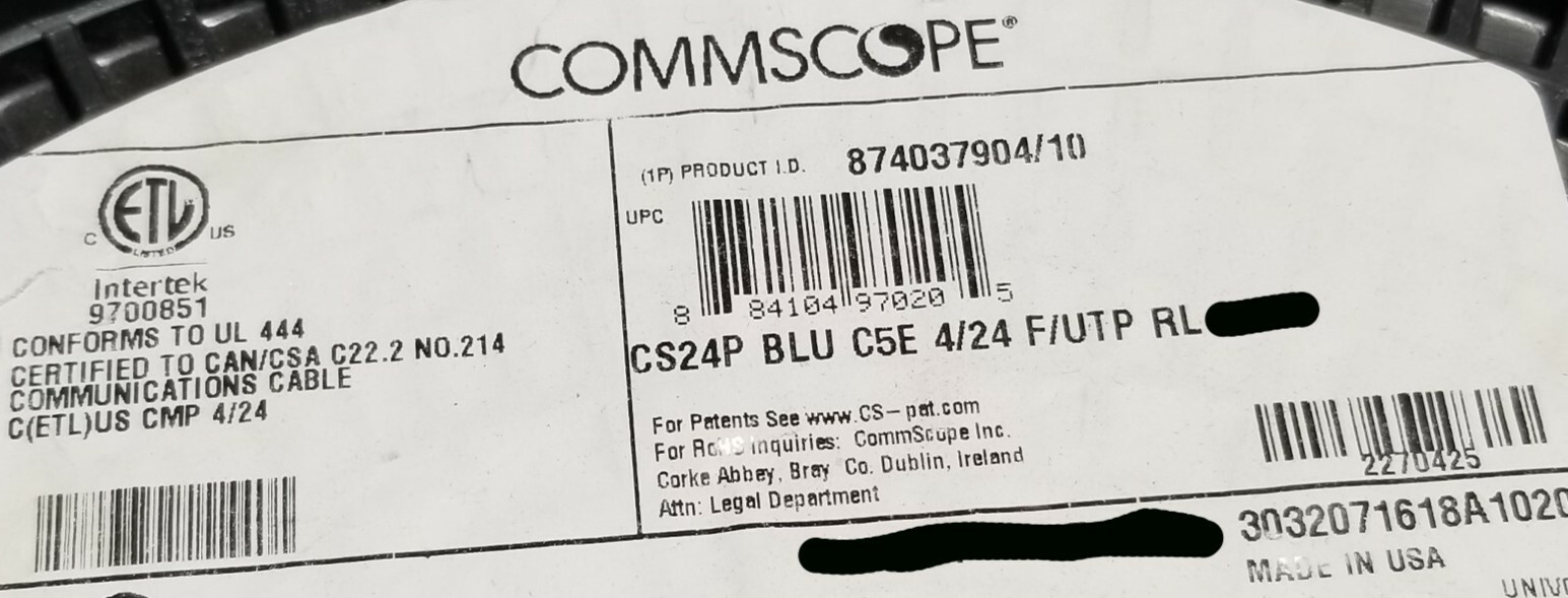 Commscope CS24P 24/4P Cat5E F/UTP WebTrak Plenum Shield Network Cable Blue/100ft