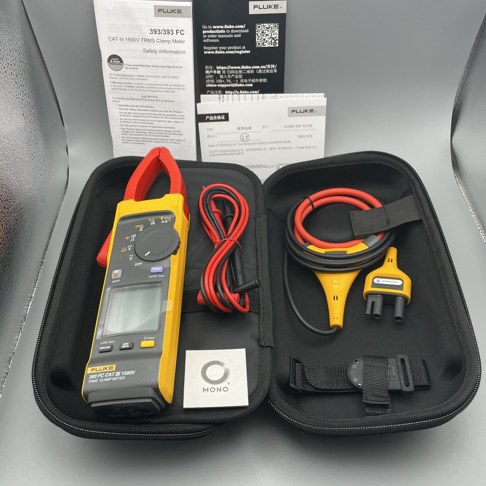 Fluke 393 FC True-RMS Clamp Meter – 1500V CAT III, Compact, IP54 Rated NEW