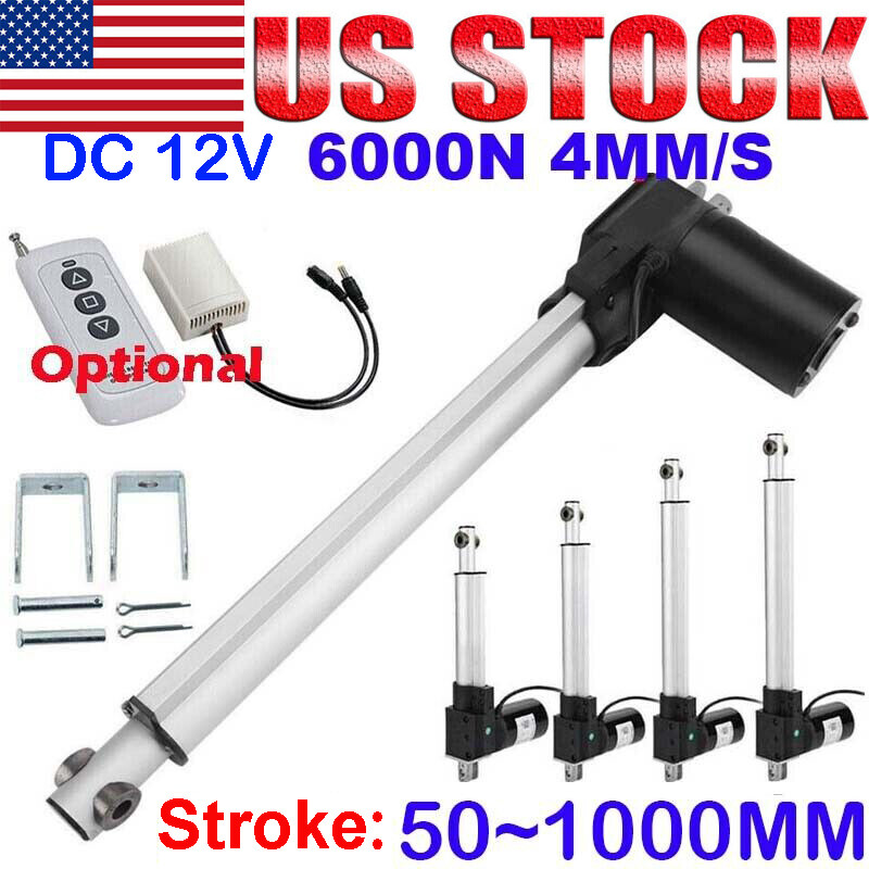 12V 6000N 1320lb Linear Actuator Stroke Long 12″~ 40″ Heavy Duty Waterproof