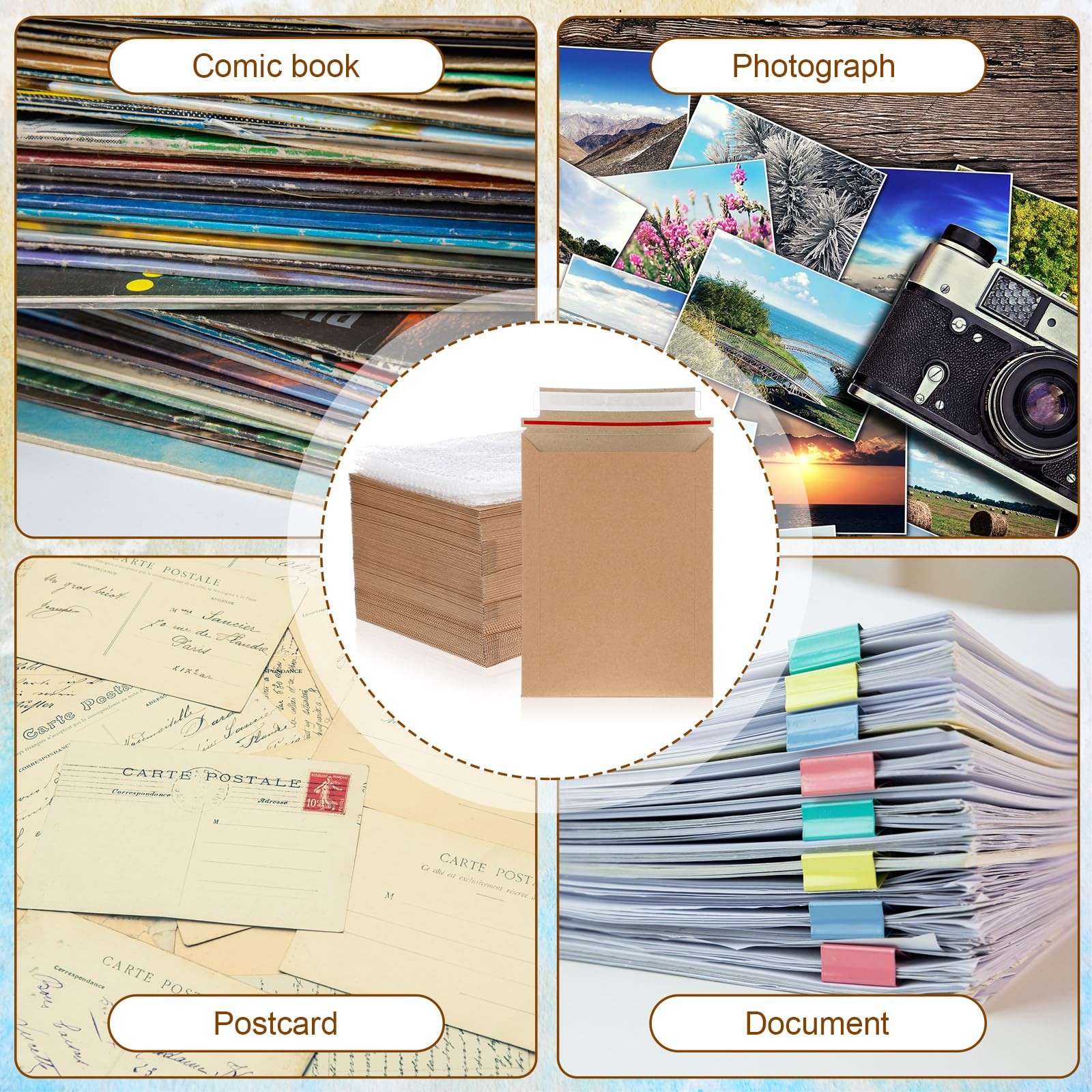 200 Pcs Comic Book Mailers Shipping Box 8.27 x 11.42 Inches with Bubble Brown