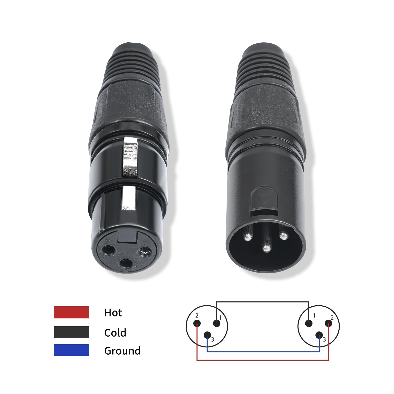 10 Pack XLR Connectors,5-PairXLR 3 Pin Male/Female Plugs Audio Mic Microphone…