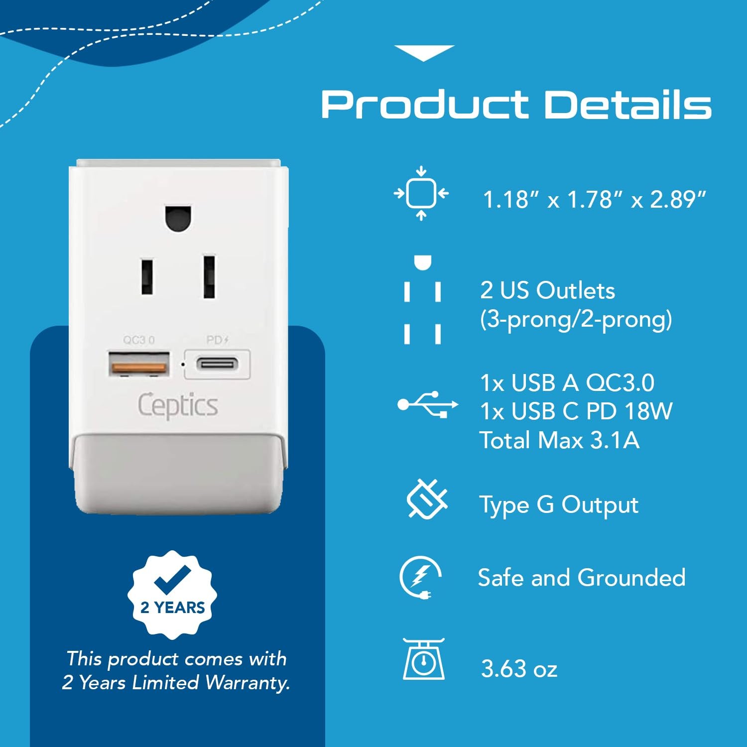 UK Ireland Hong Kong Plug Adapter, International Power Plug with USB & USB-C …