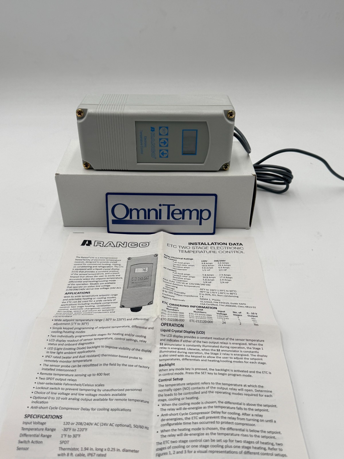 RANCO ETC -211020-000 DUAL STAGE-120-208/240V AC-SOFTWARE VERSION-3