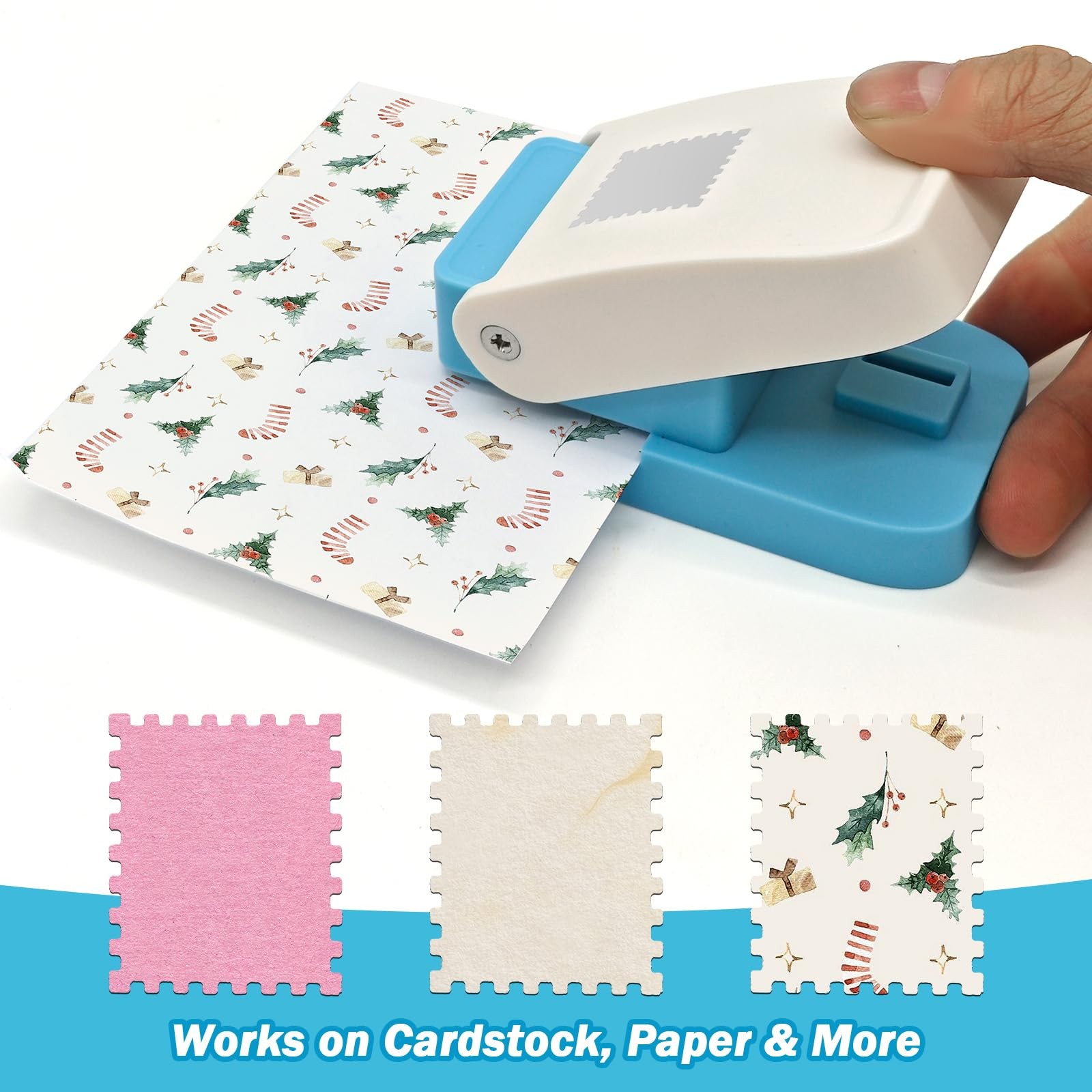 Stamp Punch， 1×0.8 Inch Rectangular Postage Stamp Puncher with Scalloped Edge…