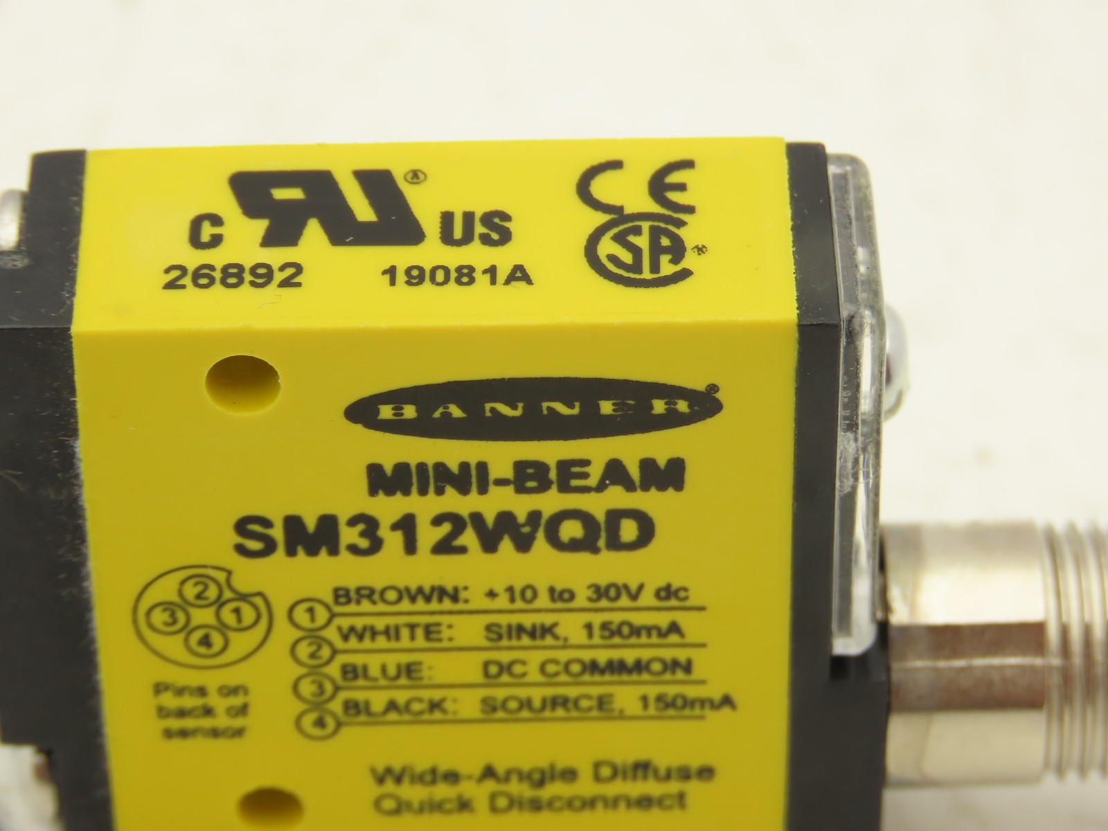 Banner SM312WQD Mini-Beam Divergent Diffuse Standard Sensor 130mm 10-30VDC
