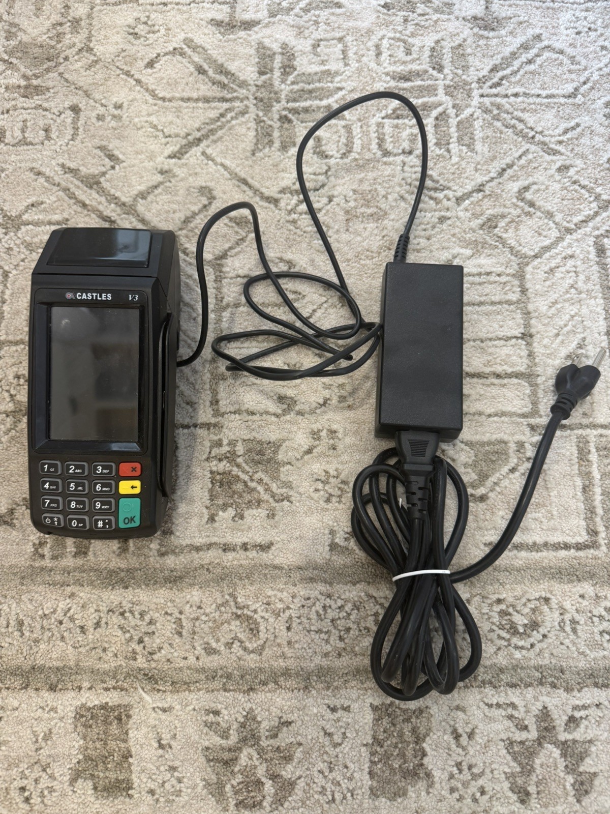 CASTLES V3 Vega3000-HW-v1.3 -Credit Card Terminal w Power Cord – WORKS!