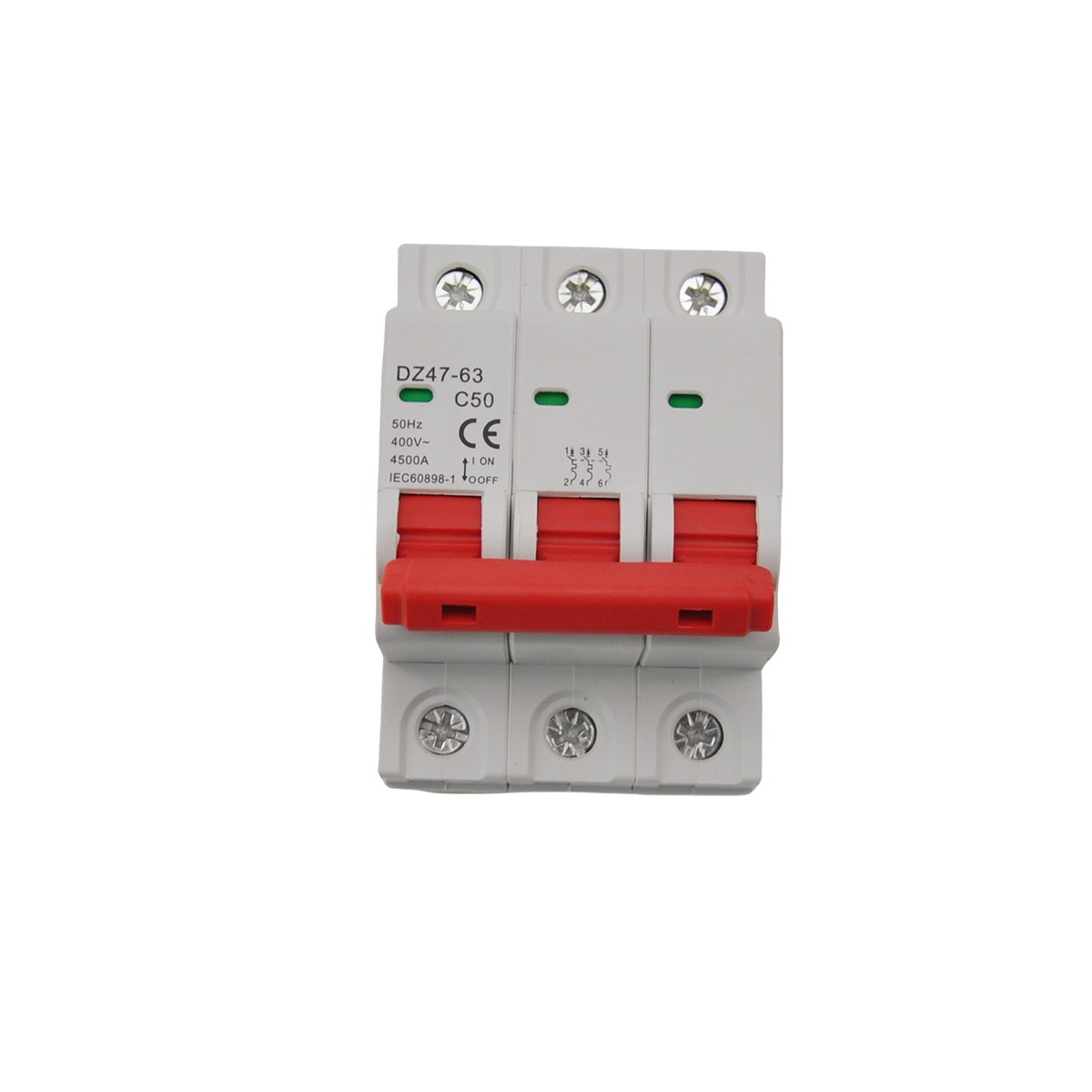 3P AC MCB Mini Circuit Breaker Type C 6 10 16 25 32 40 50 63 80 100 125Amp 400v