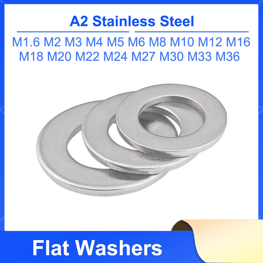 A2 Stainless Steel Form A Flat Washers M1.6 M2 M3 M4 M5 M6 M8 M10 M12 M16 – M36