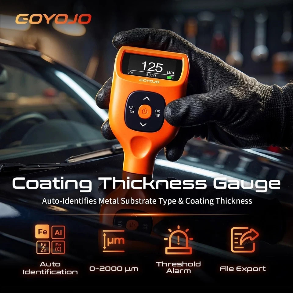 GOYOJO Paint Thickness Gage for Cars, 0-2000μm (0-79 mils) Coating Thickness