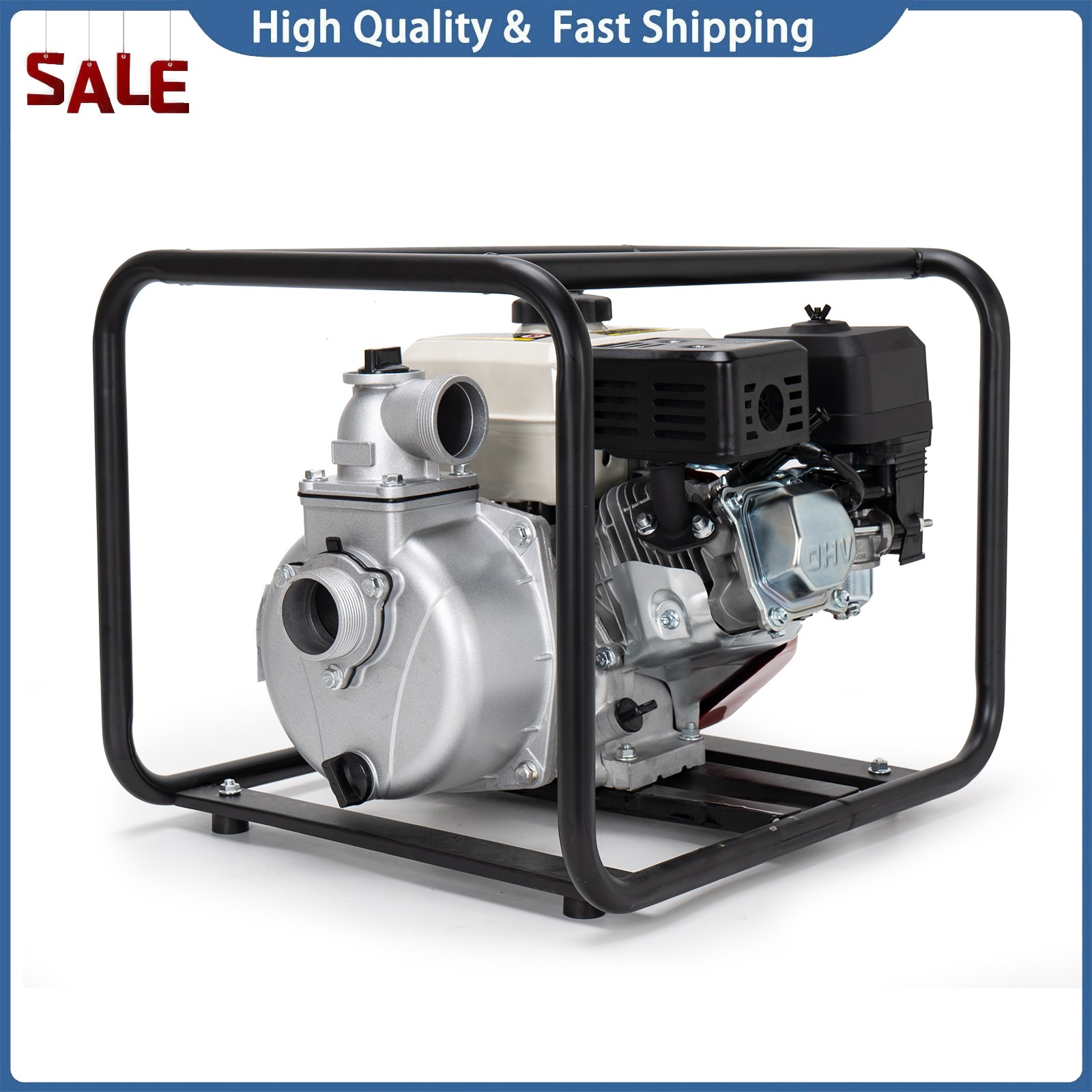 2 Inch Gas Powered Water Pump 6.5HP 4-Stroke Cast Iron Semi Trash Drainage Tool