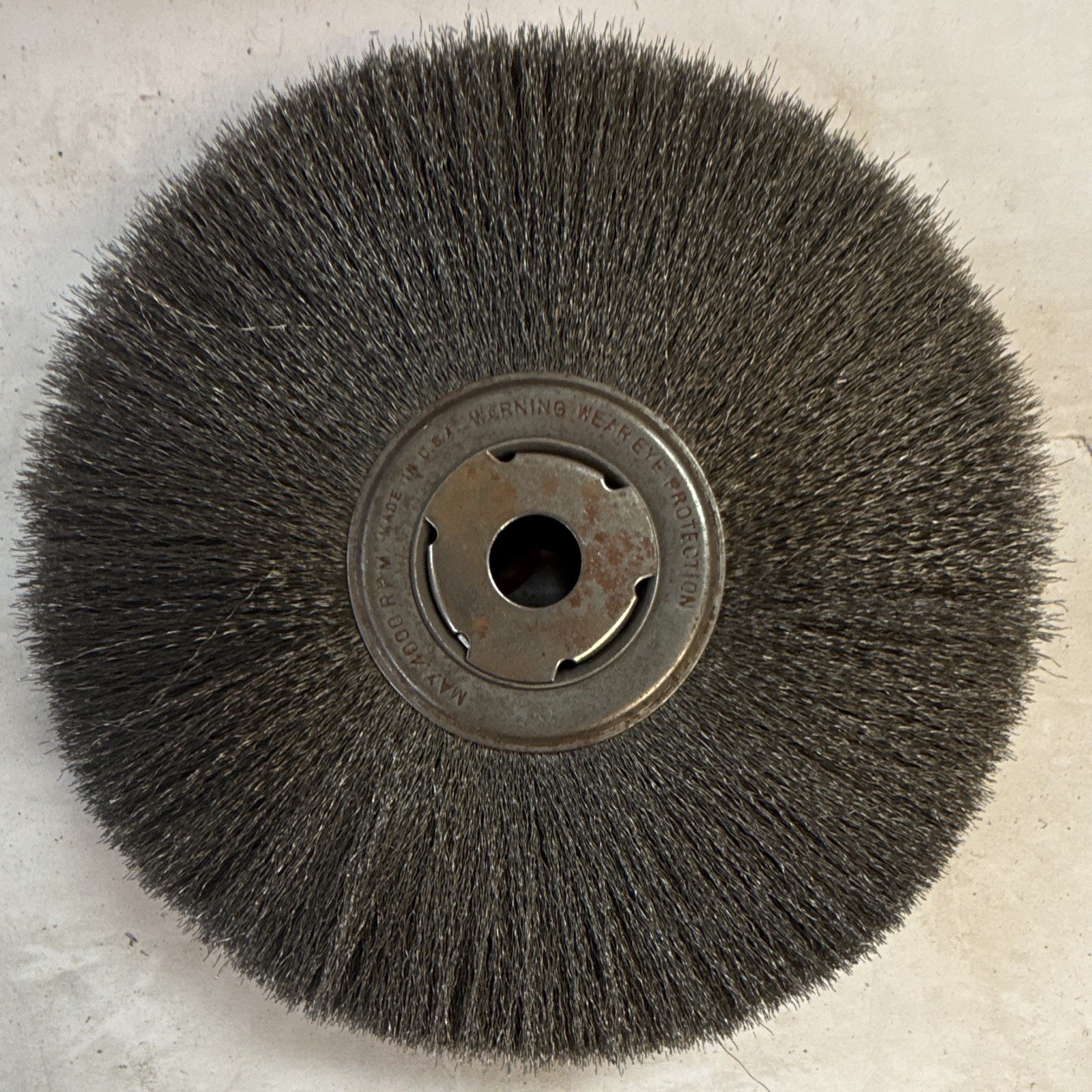 Anderson Crimped Steel Wire Wheel Brush, Arbor Hole, 6 in Dia, 0.010 in Wire