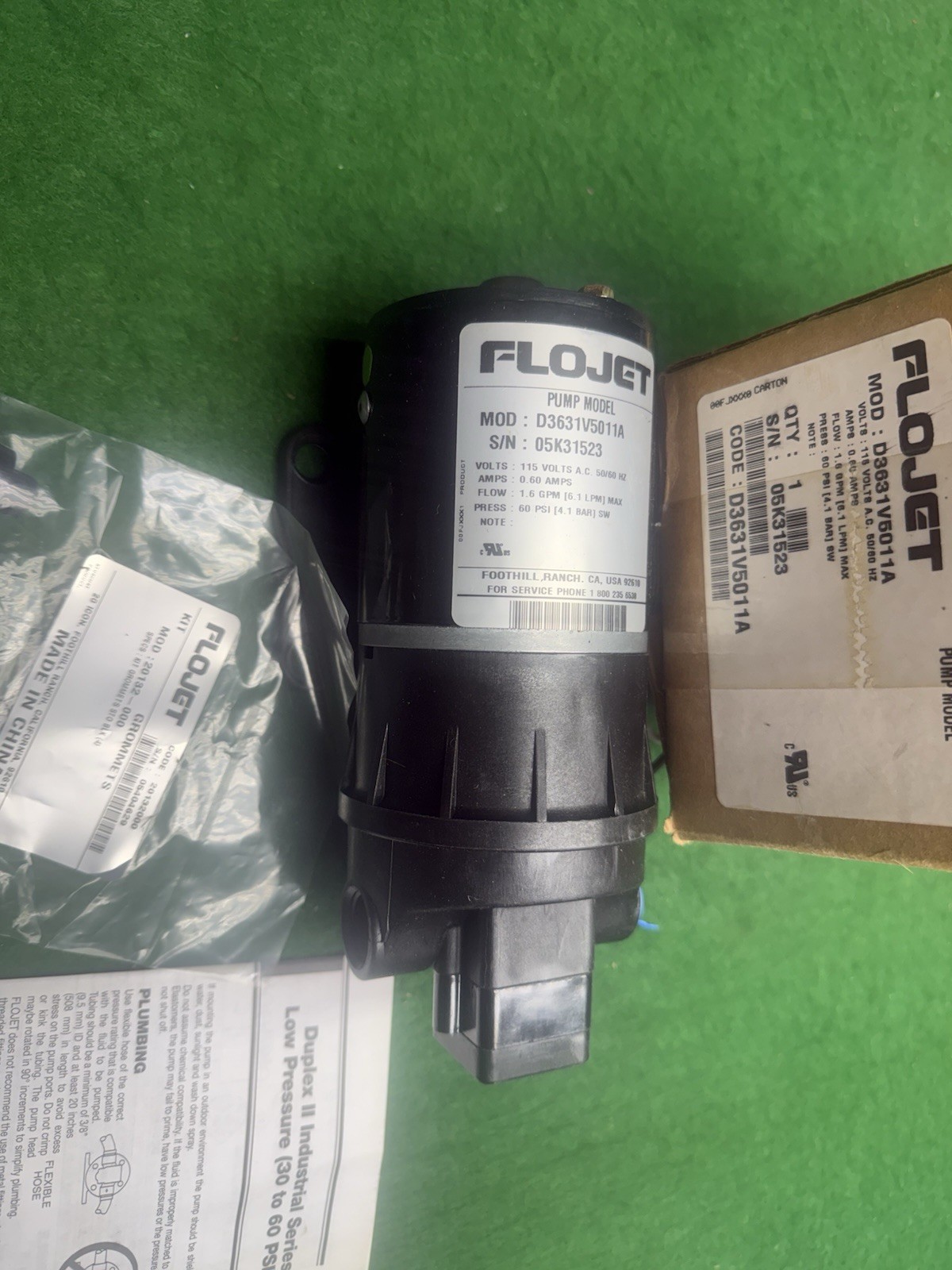 NEW Flojet model D3631V5011A PUMP 115 VOLTS 1.6 GPM unopened box